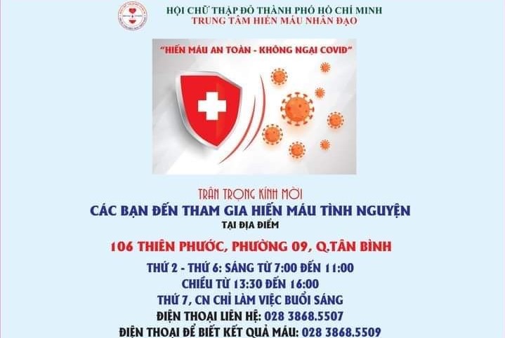 TP Hồ Chí Minh Kêu Gọi Người Dân Hiến Máu Nhân Đạo